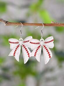 1 Đôi bông tai nữ lấy cảm hứng từ thể thao, kiểu dáng cổ điển, hình nơ bằng acrylic, dùng trong bóng chày, bóng đá, bóng rổ, bóng mềm, phụ kiện ngày thi đấu, quà tặng cho người đam mê thể thao. - Nhiều màu - Xem 2