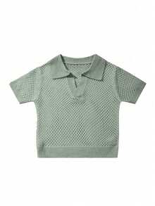 Áo thun nữ cổ chữ V bằng vải lưới xuyên thấu màu trơn, thanh lịch, gợi cảm, phong cách Mỹ, đa năng cho công sở và hẹn hò, tay ngắn, thích hợp cho mùa hè và xuân. - Xám - Xem 2