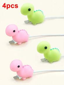 Pink Silicone Cartoon Dragon Apple Data Cable Interface Protector Anti Bending Silicone Charging Protector Women Gift - Pink + Green - View 7