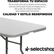 SELECTSHOP Mesa Plegable 1.80 Metros Comedor para Jardin Plegable Mesas De Plastico Resistente Tipo Portafolio de Trabajo Multiusos Comedor Grande para Jardin - Blanco - Ver 9