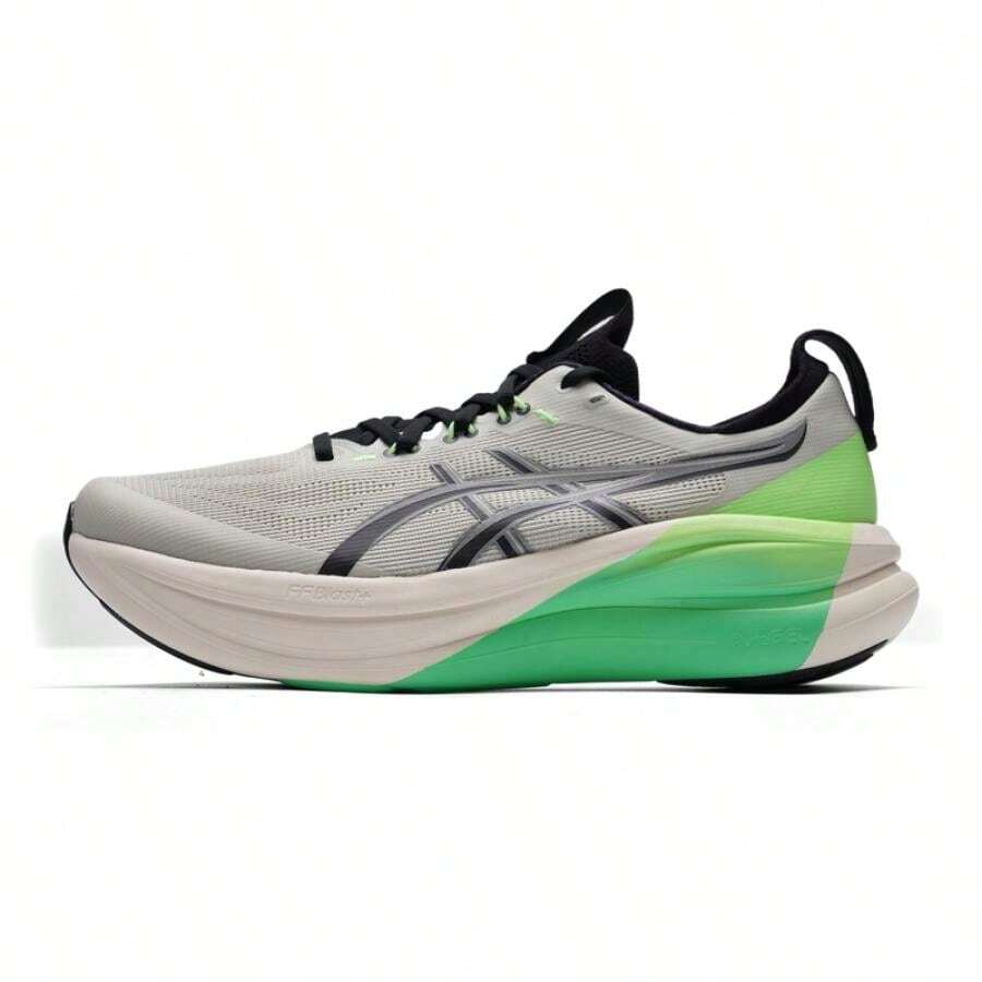 Asics 男士跑步鞋 GEL-NIMBUS 28 LITE-SHOW CN，舒适、轻便、休闲、户外跑步鞋 1011C267-020 - 灰色/綠色/黑色 - 查看 1