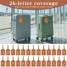 MIYIN 时尚字母图案行李牌 男女通用 PU 皮革手提包旅行包挂牌 带姓名卡和隐私保护（A~Z） 简约高端字母行李牌 旅行配件 旅行必备 海滩 夏季度假 返校季 必备 - 棕色 - 查看 11