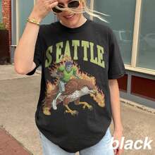 Seattle Football T-R Woman And Kids, Game Dahir, Seattle Spor Gear, Football Fan Clothing,  Hawk Rel, Gif For Her1 - 黑色 - 查看 1