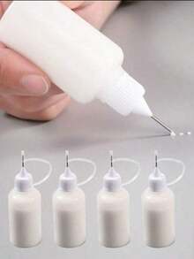 1/3pcs 30ml Refillable Precision Needle Glue Bottle, Reusable Liquid Dropper Bottle With Easy Squeeze Applicator, Suitable For Paper Cutting DIY Crafts And School - Multicolor - View 2