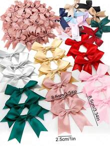 30/50pcs Satin Ribbon Bows Knot,Red Bowknots For Party Crafts & Gift Wrapping,Birthday Wedding Gift Decor,DIY Hair Clip Accessory,Flower Packaging,Party DIY Bow Ribbon Decor,Birthday Party Baking Decor,Party Favor,Christmas Decorations,Gift Packing Decor,Xmas Decor - Coral Pink - View 5