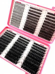 Caja de 50+60+80+100 piezas DMIX de pestañas postizas de visón de volumen extra grande, 580 piezas de pestañas esponjosas y difuminadas de 0.07 mm, rizo D, longitud mixta de 9-18 mm, extensión de pestañas naturales y suaves, adecuadas para cualquier estilo, reutilizables - D - Ver 8