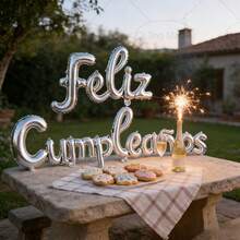 1 Bộ bóng bay chúc mừng sinh nhật tiếng Tây Ban Nha, bóng bay sinh nhật tiếng Tây Ban Nha màu vàng và bạc, thích hợp để trang trí và làm phông nền sinh nhật, trang trí tiệc sinh nhật kiểu Tây Ban Nha. - Nhiều màu - Xem 4