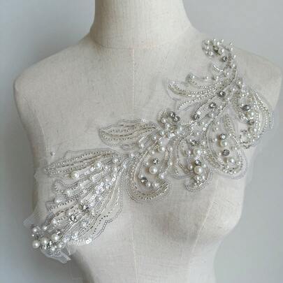 Handmade Bead Rhinestone DIY Clothing Decal, Wedding Decoration Bead Decal 1PC