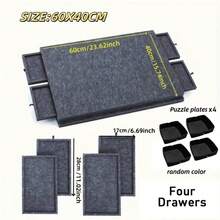 便携式拼图垫，加厚毛毡板和支架，可容纳500片拼图，配有4个分类抽屉、4个随机颜色拼图碗和可调节角度支架，随时随地享受拼图乐趣，周末休闲必备，毛毡拼图板，父亲节、母亲节、圣诞节的绝佳礼物，适合送给亲朋好友。 - 深灰色 - 查看 2