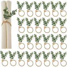 Napkin Rings Set Of 1-12, Christmas Napkin Rings, Boho Eucalyptus Leaf Napkins Rings, Wood Bead Farmhouse Easter Napkin Holder For Weddings Valentine's Day Party Table Decoration - Multicolor - View 9