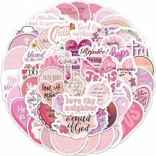 50张粉色圣经经文贴纸，乙烯基材质，装饰实用，适用于剪贴簿、日记本、笔记本电脑、保险杠、滑板、水瓶、电脑、手机、卡通、头盔、汽车等，可作为贴纸和装饰贴花使用。另有大量圣经基督教贴纸、自爱贴纸、基督教贴纸、装饰贴纸、圣经书籍贴纸、学习用品贴纸以及返校用品贴纸。 - 彩色 - 查看 8