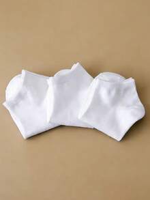 1/5/10/20/30/40/50 只装 女士白色简约时尚舒适透气短袜 - 白色 - 查看 3