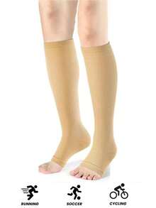 1/2/4双装女士压缩小腿袜，运动健身网球袜，跑步紧身过膝袜，情侣袜 - 彩色 - 查看 10