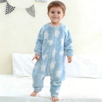 1 PC Baby Sleeping Bag 1.5 Tog Long Sleeve Sleep Sack With Feet Swaddle Wearable Blanket For 1-3 Years Tollder