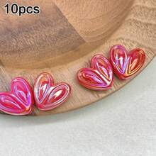 10pcs Colorful Acrylic Rabbit Ear & Heart Shaped Beads, DIY Jewelry Making, Craft Supplies, Friendship Gifts, Home Decor, Small Accessories - DIY - View 10