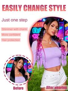 1件24英寸渐变色马尾假发，Y2K风格马尾，自然时尚的合成假发片，适合音乐节、圣诞派对和其他场合。 - 漸層 - 查看 6