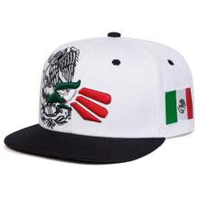 1pc Men's Eagle Head Embroidered Snapback Hat, Street Fashion Casual Cap For Spring, Autumn, Travel, Beach