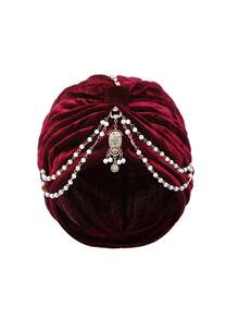 1 pieza Sombrero turbante con pedrería de pavo real, estilo vintage de los años 20 Gatsby, gorro turbante plisado de punto para mujer, gorro para dormir - Multicolor - Ver 14