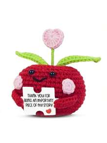 1件苹果盆栽女士圣诞教师礼物-迷你苹果钩针编织带卡片生日礼物送给教师和毕业生。 - 彩色 - 查看 1