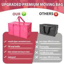6 Pack Heavy Duty Moving Bags, Extra Large Storage Bags With Double Zippers & Handles, Waterproof Totes For Moving Supplies & Space Saving Packaging. - 黑色 - 查看 4