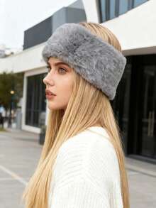 1Pc Empty Top Hat Winter Hat Women Faux Fur Headband,Ear Protection To Keep WarmPlush Headband Earmuff - 1Pc - View 4