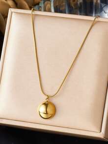 1 Piece Of Fashionable Punk Minimalist Gold-Plated Three-Dimensional Semi-Circular Geometric Pendant Stainless Steel Chain Necklace - Yellow Gold - View 1