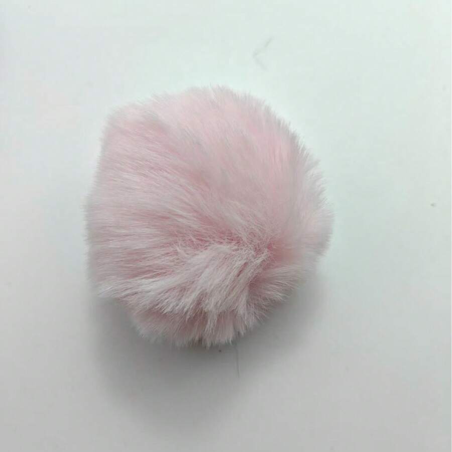 1pc Solid Color Cute Fluffy Rabbit Tail Decor, Suitable For Daily Wear - Pink - View 1