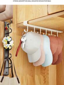 2 件装帽子架腰带挂钩收纳架，衣橱配件收纳架，带 6 个帽子挂钩，无需钻孔，轻松悬挂，可用于收纳腰带和领带。 - 彩色 - 查看 4