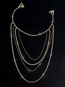 1pc Elegant Bridal Wedding Rhinestone Shoulder Chain Dress Accessory - Gold - View 2