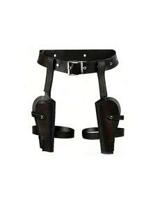 Étui de ceinture de style bracelet en PU avec sangles de cuisse : Fait partie d'un ensemble de ceinture de cow-boy occidental et d'étui, il sert de accessoire pratique pour le jeu de rôle, un accessoire vestimentaire et peut également être utilisé comme décoration de fête - A - Voir 3