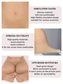 Silicone Padded Butt Lift Shorts, Thickened Shaping Pants For Enhancing Hips And Buttocks, Ideal For Sculpting Desired Buttock Shape - Beige - View 3