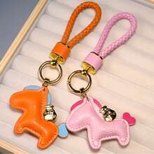 Luxury Horse-Shaped Keychain - Lucky Charm For The Year Of The Horse 2026, High-Quality Leather Couple Car Key Chain, And Adorable Cartoon Clothing Bag Pendant, Ideal As New Year Gifts, Perfect Choice For Car Keys