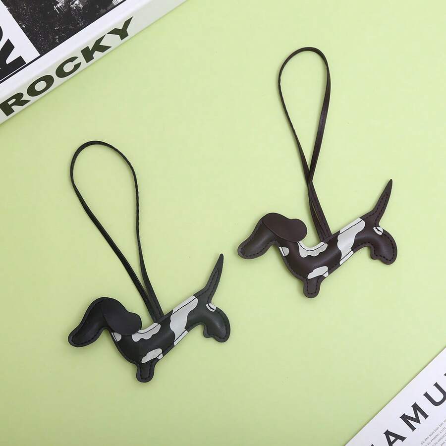 Spot Creative Double-Sided Leather Three-Dimensional Dachshund Cute Bag Pendant Key Chain Mobile Phone Case Pendant High-End Sense - Multicolor - View 1