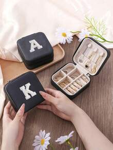 1 pieza Caja de joyería de viaje portátil con perlas, estuche de almacenamiento de joyería de cuero PU pequeño, adecuado para mujeres y niñas, caja de viaje compacta y mini para sostener aretes, anillos, pulseras, ideal para vacaciones, playa, dormitorio, colección de viaje, regalo para dama de honor, regalo para recién casados, regalo para el Día de la Madre, regalo para la novia, regalo para mujeres, regalo de graduación, regalo especial de aniversario, decoración de sala de maquillaje, decoración de habitación - Multicolor - Ver 11