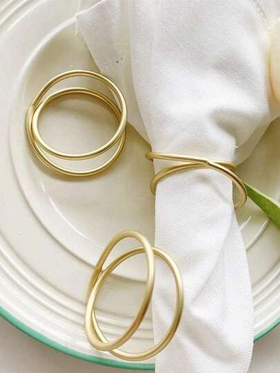 Gold Zinc Alloy Napkin Rings, Creative Open Napkin Rings, Metallic Spiral Napkin Rings,Matte Gold Napkin Rings For Restaurant, Hotel Dining Table Decor, Metal Spiral Napkin Holder, Adding Quality Touch To Your Dining Table,Thanksgiving Napkin Rings, Dining Table Decor, Weddings, Banquets, Parties, Easter