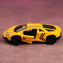 1pc 1/43 Scale Bicolor Boy's Toy, Partial Zinc Alloy Sports Racing Car Toy, Super Racing Car Track Toy, Alloy Die-Cast Toy Car, Simulation Supercar, High-Speed Racing Car, Pull-Line Function, Openable Doors, Children's Toy, Suitable For Boys Over 3 Years Old, Single Alloy Toy Car, Holiday Gift, Collection Toy, Birthday Gift, Exquisite Toy Car. SVJ-Yellow - Yellow - View 5
