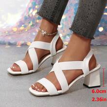 Nuevas sandalias de mujer con tira gruesa y tacón en color nude - Negro - Ver 9