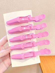 4pcs/Set Pink Crocodile Clip Hair Claws, Strong Grip And Stable, Easily Sections And Holds Hair For Hairstyling And Makeup, Suitable For Women And Girls, Suitable For Holidays, Daily Outings, Dates, Can Be Matched With Different Hairstyles To Create Sweet And Elegant Styles - Multicolor - View 3