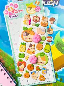 Children's Cute Cartoon Cat Paw Squeeze Stress Relief Sticker, Rabbit, Animal, Panda, Lotus Leaf 3D Sticker Decoration - Gift - Multicolor - View 7