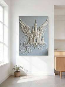 新款珍珠油画天使翅膀城堡主题无框DIY手工粘贴钻石创意钻石画套装，适合卧室装饰、客厅挂画、房间装饰、艺术品、生日礼物、圣诞节、新年、情人节、充满创意的节日礼物。 - 彩色 - 查看 4