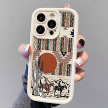 Desert & Horse Pattern Phone Case, Full Body Shockproof Phone Protective Cover, Phone Accessories Compatible With IPhone 16 Pro X XS MAX 11 12 13 14 15 Plus Series Case,Suitable For IPhone17 Air - trắng - Xem 2
