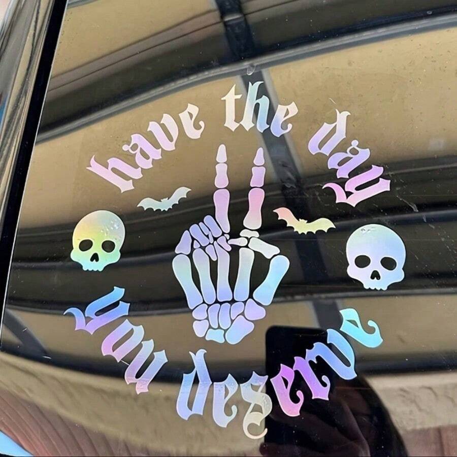 1pc Multipurpose Stickers Horror Skeleton Hand And Batmobile Decal - Waterproof Vinyl, Easy To Apply And Remove, Great For Truck, Motorcycle, , Fridge, Fashionable And Simple Design Style - 1 cái - Xem 1