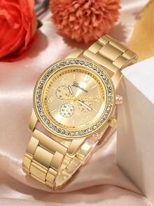 Bộ 7 chiếc đồng hồ nữ kiểu dáng thanh lịch cổ điển, làm từ hợp kim nhôm, máy quartz, đính đá lấp lánh, số La Mã, phong cách Bohemian, phù hợp để đeo hàng ngày và dự tiệc, là món quà sinh nhật/ngày lễ. - Nhiều màu - Xem 3