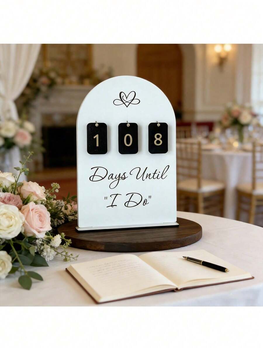 1pc Bohemian Style Wooden Desktop Wedding Countdown Decor, Displays ...