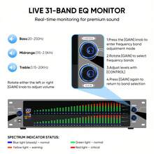 Studio-Grade 2U Dual-Channel 31-Band Digital Equalizer |   PC-Controlled Precision EQ With Live Spectrum Analysis & Advanced Noise Cancellation For Home Audio Systems - Black - View 9