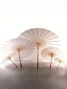 33-Inch (Approx. 83.8cm) Paper Umbrella, Chinese Style Sun Umbrella, DIY Oil Painting Paper Umbrella Craft, Wedding Bride Party Decor - White - View 5