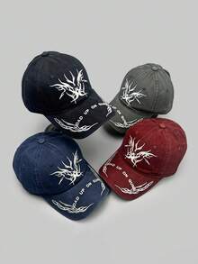 1pc Vintage Flame Wing Embroidery Baseball Cap, Unisex Sun Protection Casual Streetwear Snapback Hat - Multicolor - View 1