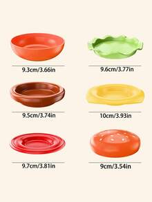 Hamburger Shaped Bone Dish Set, Household Plate Dipping Sauce Dish, High-Quality Plate Dipping Sauce Dish, Tableware - Multicolor - View 2