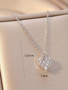 1pc Women's Elegant Heart Pendant Necklace, Versatile, Suitable For Festivals, Gifts, Engagements, Parties, Dates - Multicolor - View 3