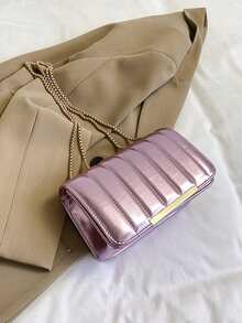 Women's Fashionable Minimalist Velvet Embroidered Chain Shoulder Bag For Daily Use - Pink - View 6